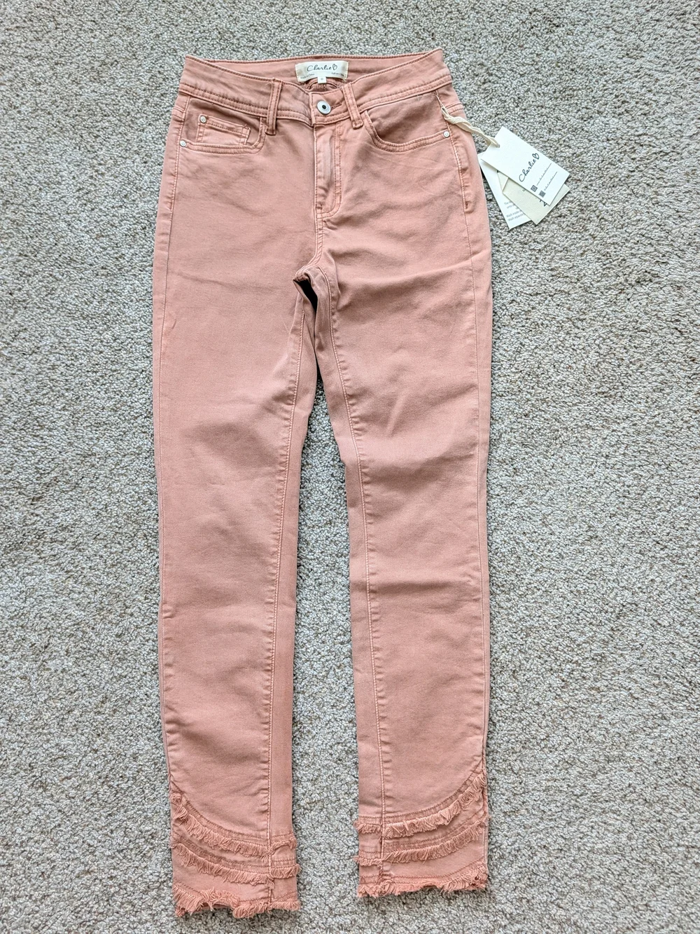 Charlie B Womens Nougate Red Brown Mid Rise She Frayed Edges Denim Jeans NWT 0